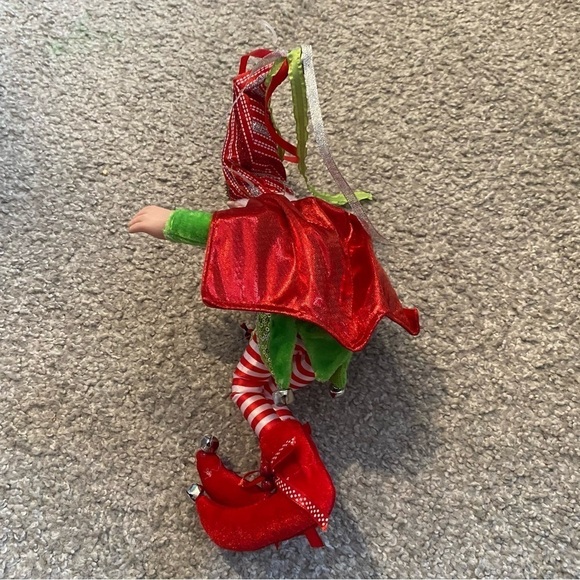 Candy Cane Elf Posable Pixie Face Long Nose Christmas Decoration NEW - Picture 5 of 7